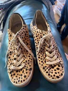 Dolce Vita Leopard-Print Lace-Up Sneakers in Tan and Black